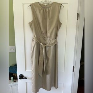 Liz Claiborne sz 12 sleeveless cotton sheath dress removable tie sash waist